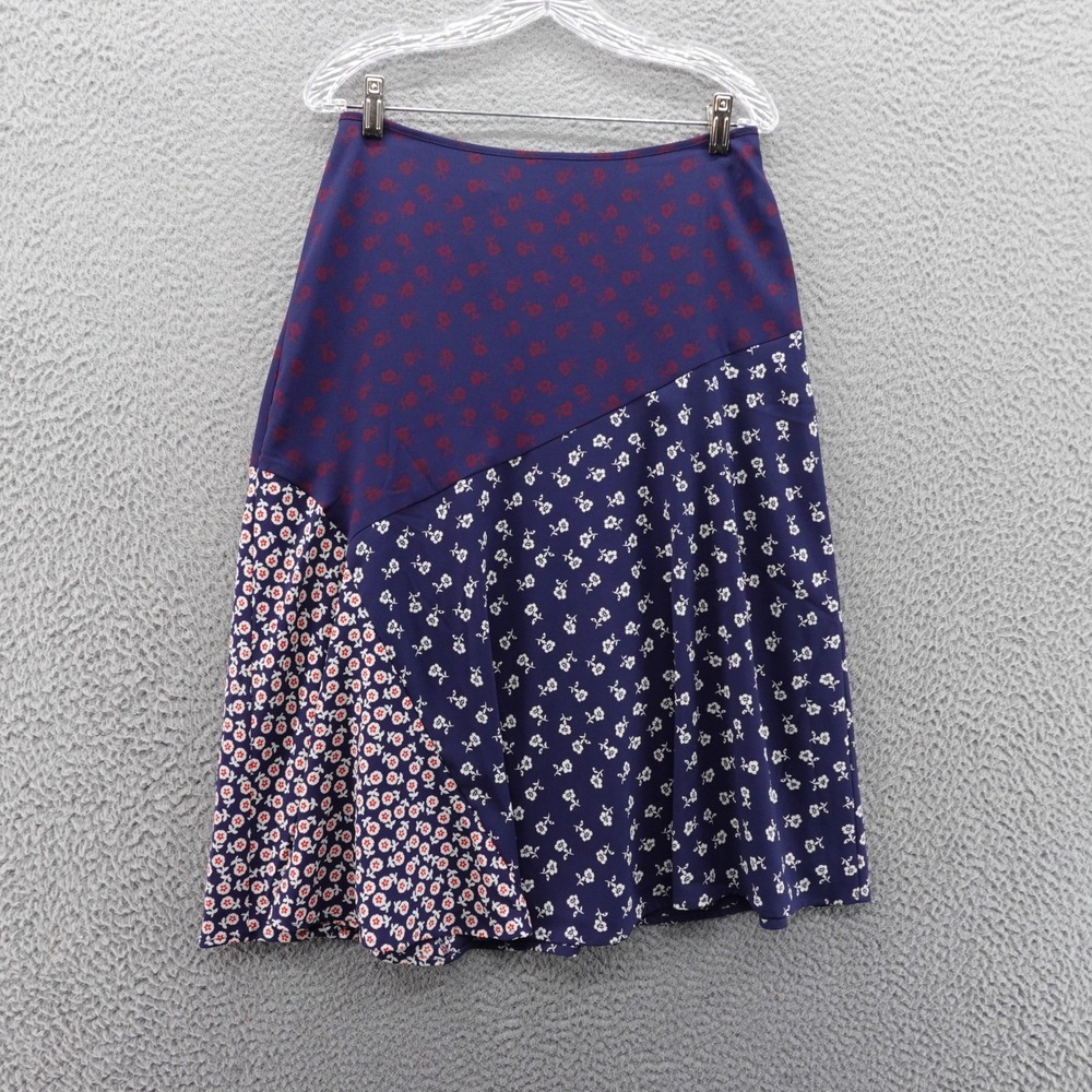 Talbots Midi Aline Patchwork Floral Skirt Size 6 Petite Blue‎ Red Womens NWT
